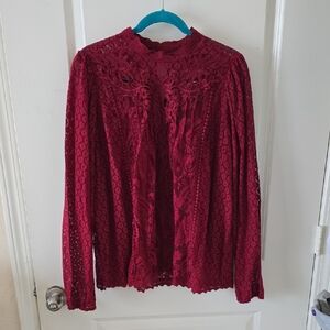 torrid Red Lace Long Sleeve Top